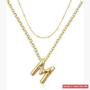 Gold Initial Layered Choker Necklace Set Personalized 14K Plated Jewelry Gift